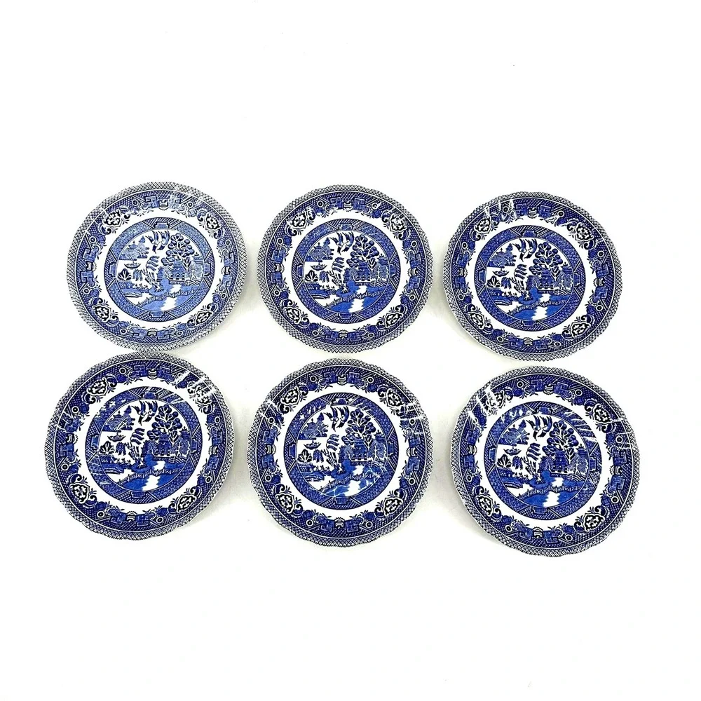 Lot 6 Willow Blue Myott Staffordshire England Blue Willow Coffee Tea Cup Saucers